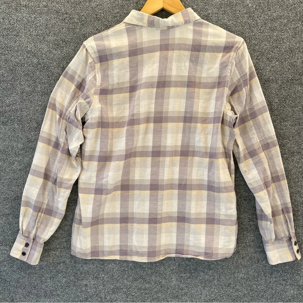 Patagonia Plaid Button-Down Shirt in Lavender, Cream, and Gray